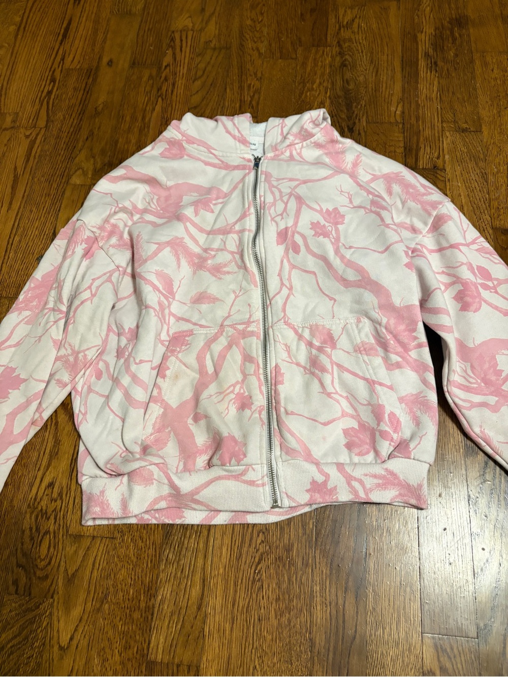 Women's Pink & White Patterned Zip-Up Jacket